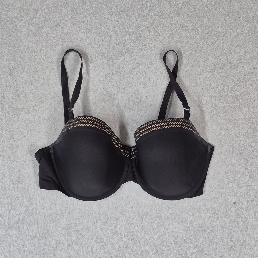 DKNY Women Bra 36DD Black Adjustable Strap DK2015 Underwired Mesh Trim